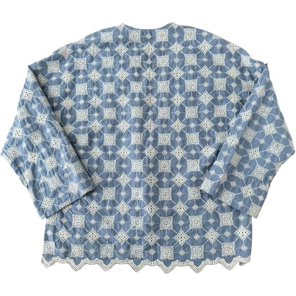 Zara Floral Embroidered Top Retro V-Neck Long-Sleeved high low top cotton small - Picture 11 of 16